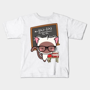 Funny White Cat is teaching Kids T-Shirt